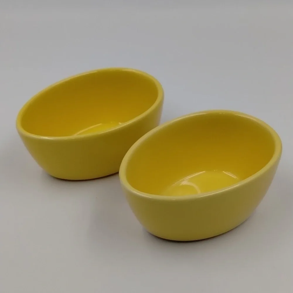 Crate & Barrel Egg Cups Easter Yellow Ceramic Small Cups